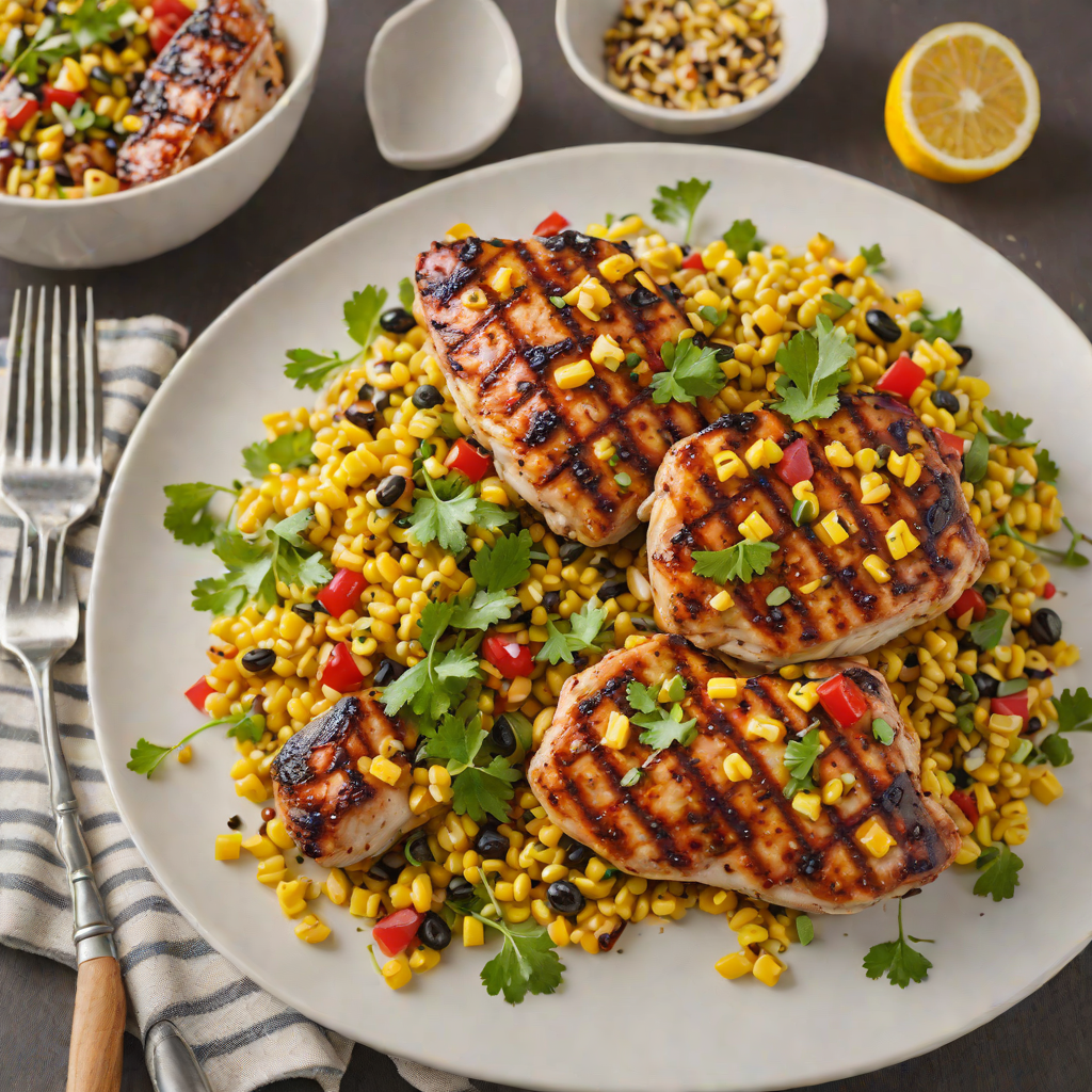 Grilled Bourbon-Glazed Chicken with Charred Corn Salad