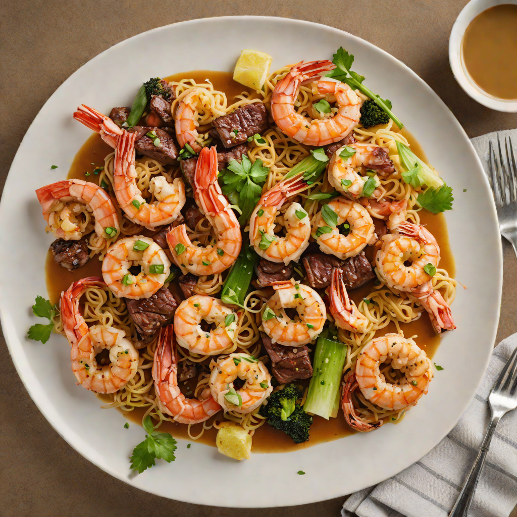 Pan-Seared Shrimp and Steak Hibachi with Garlic Butter Sauce
