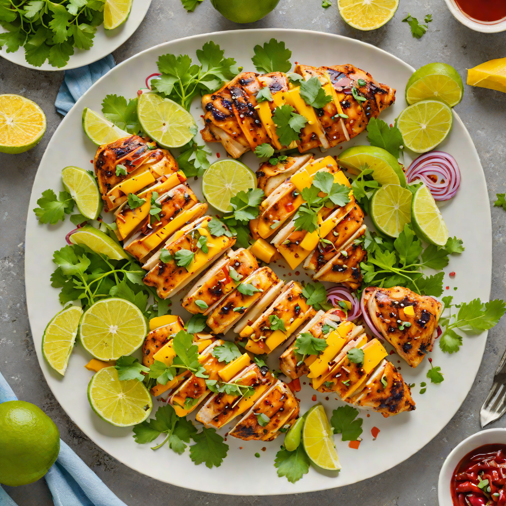 Sheet Pan Spicy Mango Chicken with Cilantro Lime Drizzle