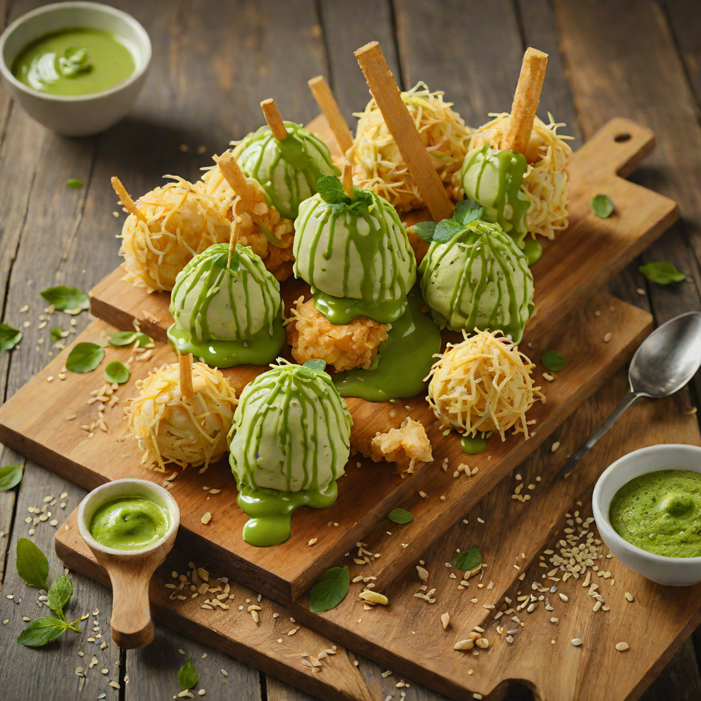 Tempura Ice Cream with Matcha Drizzle