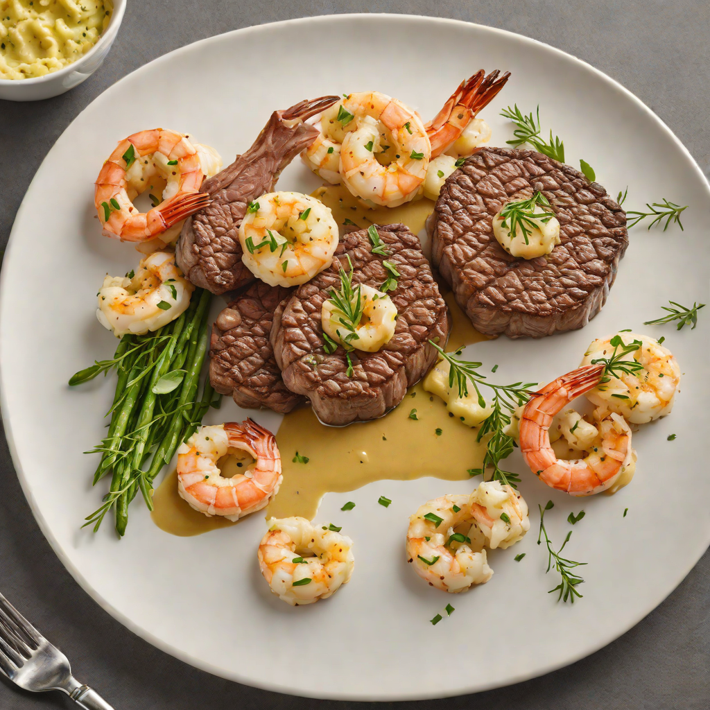 Pan-Seared Steak with Garlic Herb Butter and Sautéed Shrimp