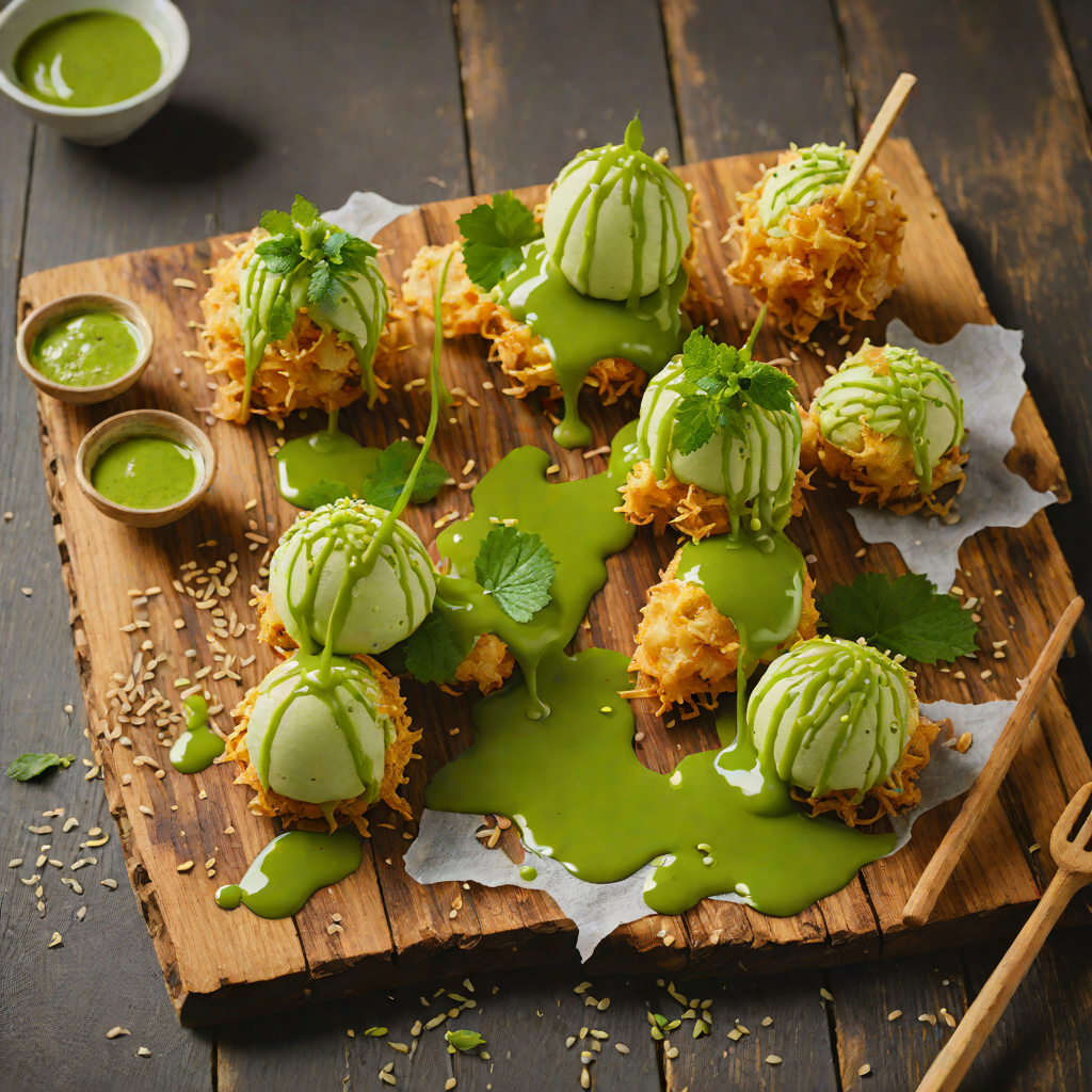 Crispy Tempura Ice Cream with Matcha Drizzle