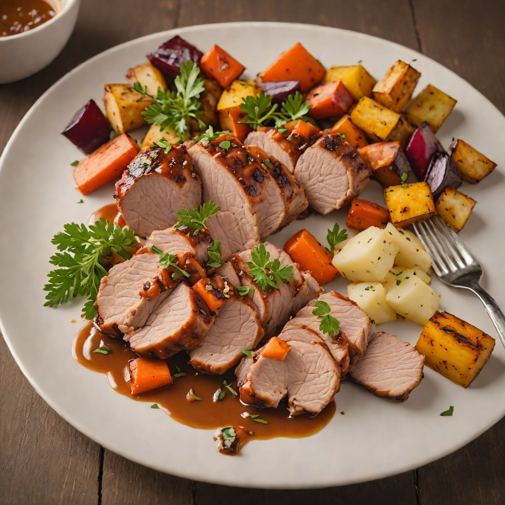 Maple-Bourbon Glazed Pork Tenderloin with Roasted Root Vegetables