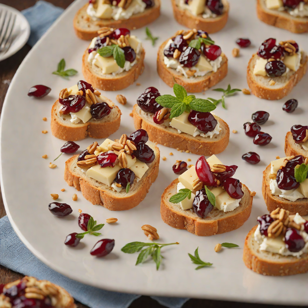 Cranberry and Brie Crostini with Honey and Walnut