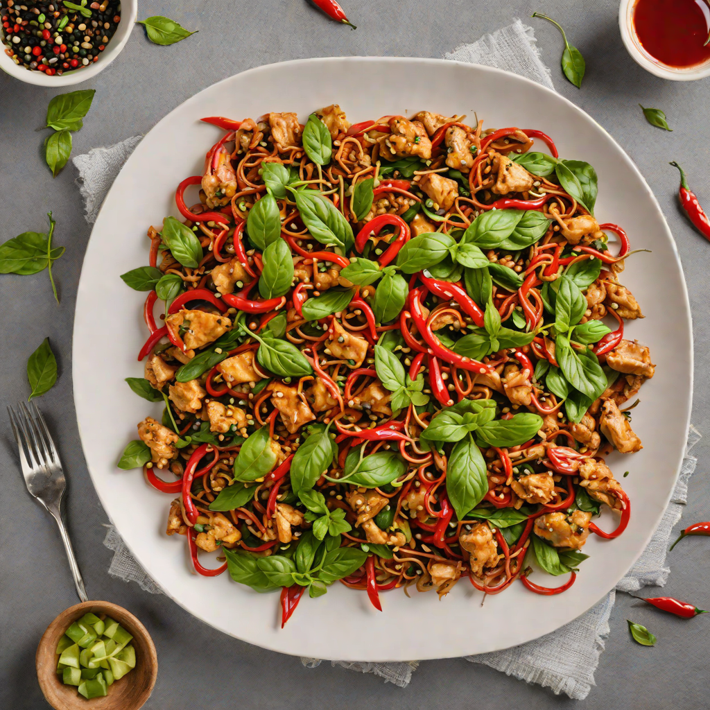 Spicy Stir-Fried Thai Basil Chicken with Chilies