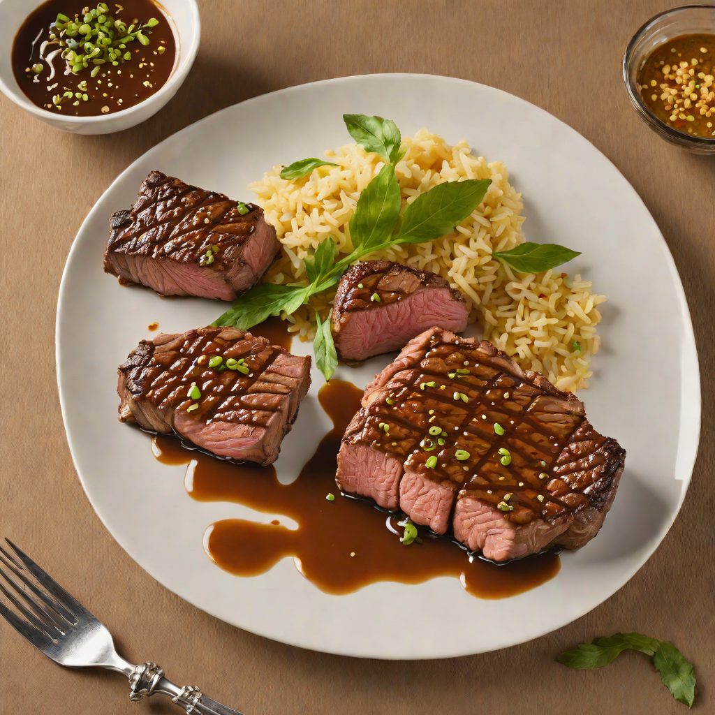 Pan-Seared Steak with Garlic Butter and Soy-Hibachi Glaze