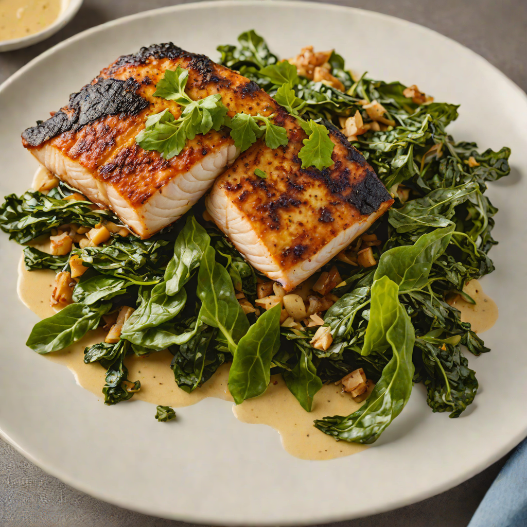 Smoky Cast Iron Blackened Catfish with Creamy Collard Greens