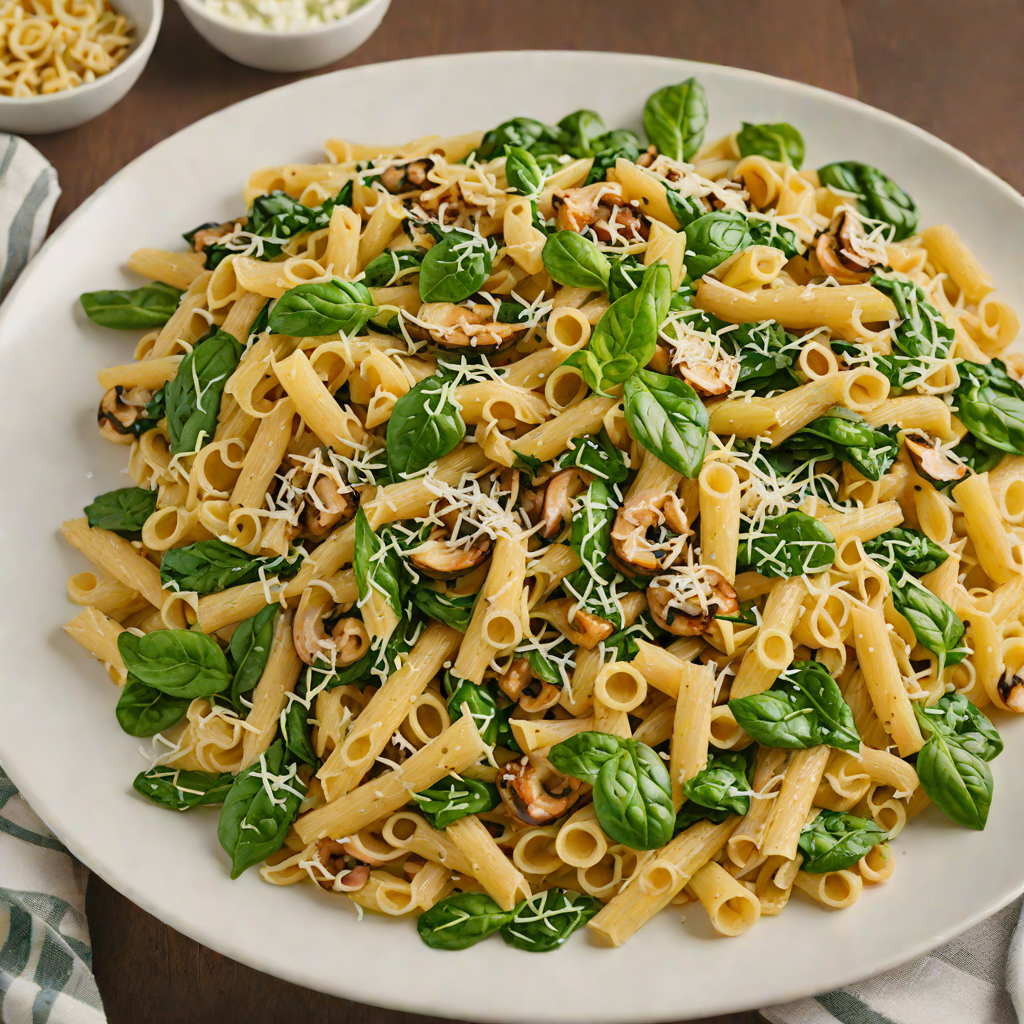 Stovetop Cheesy Spinach and Mushroom Pasta