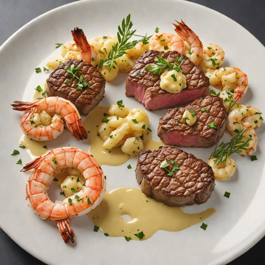 Pan-Seared Steak with Garlic-Herb Butter and Sautéed Shrimp