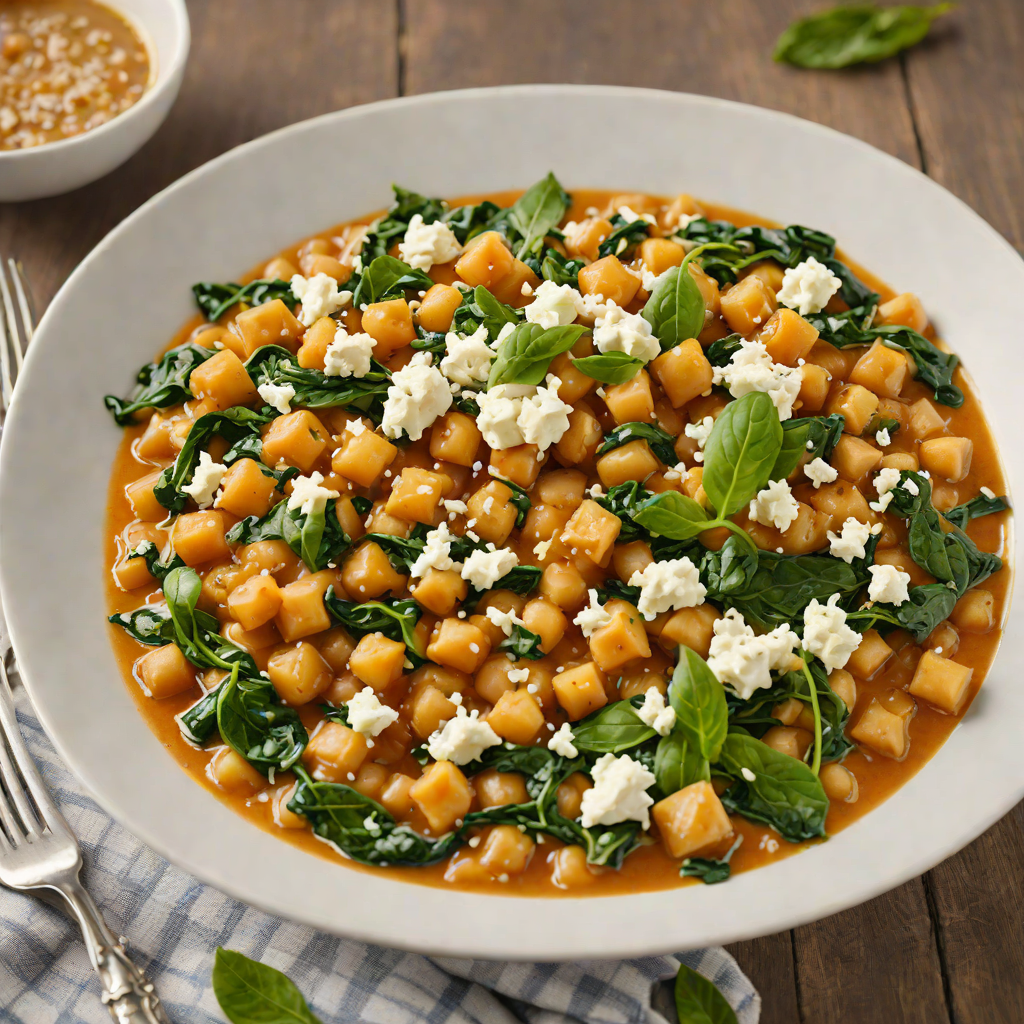 Slow-Cooked Chickpea Stew with Spinach and Feta