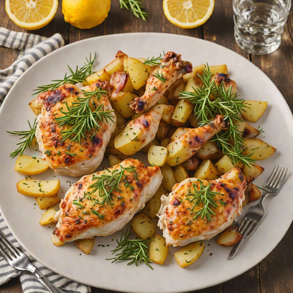 Baked Lemon-Garlic Chicken with Rosemary Potatoes