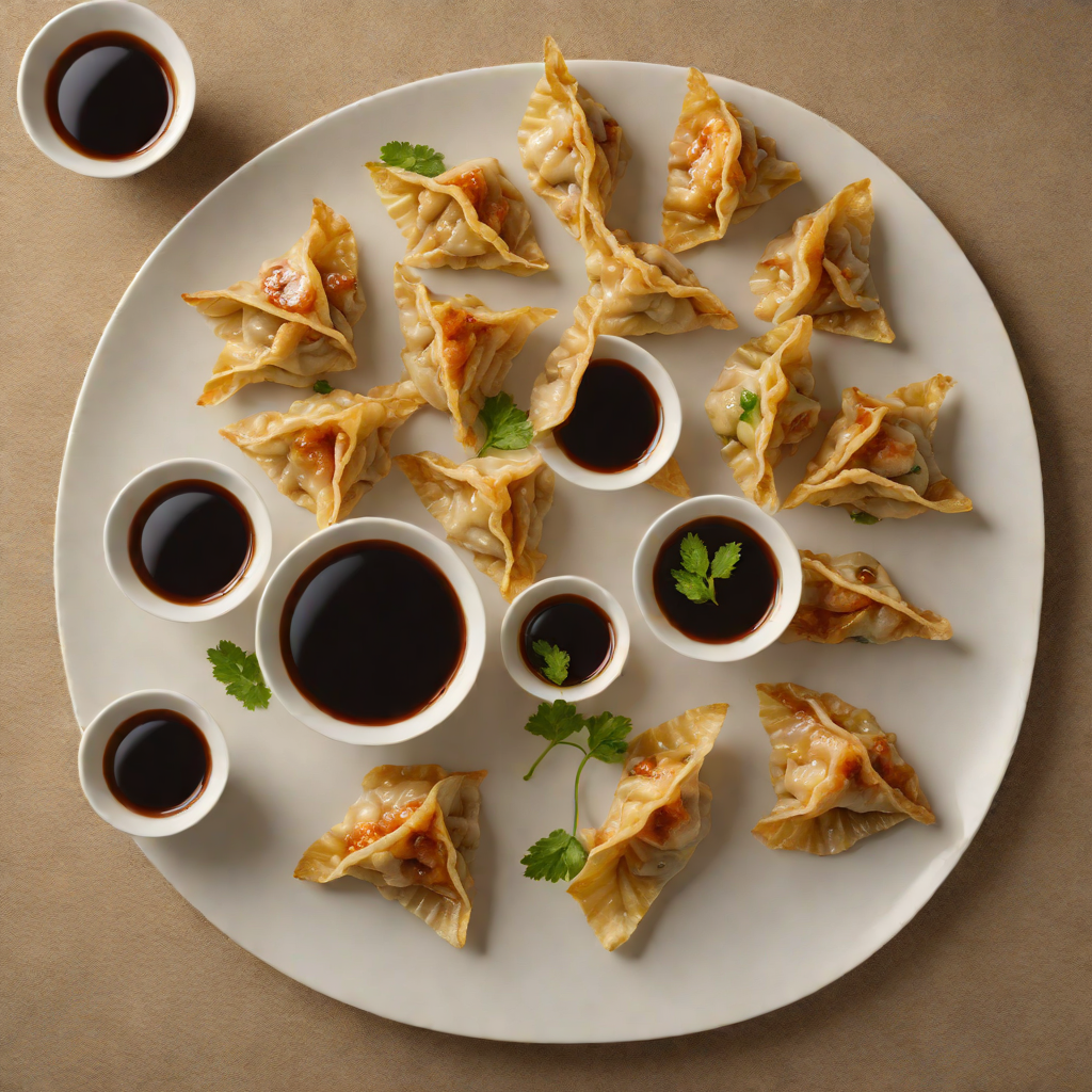 Pan-Fried Pork Dumplings with Garlic-Soy Dipping Sauce