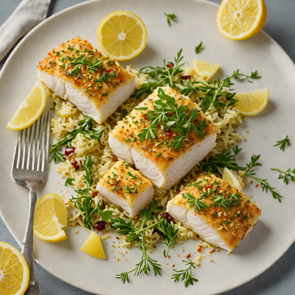 Baked Italian Herb-Crusted Cod with Garlic and Lemon