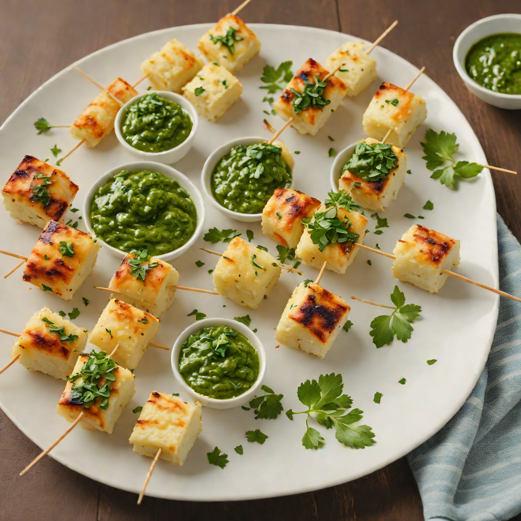 Grilled Pão de Queijo Skewers with Herb Chimichurri