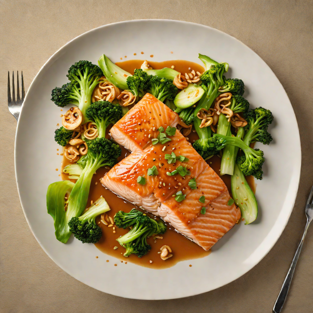 Pan-Seared Salmon with Miso Ginger Glaze and Sautéed Bok Choy