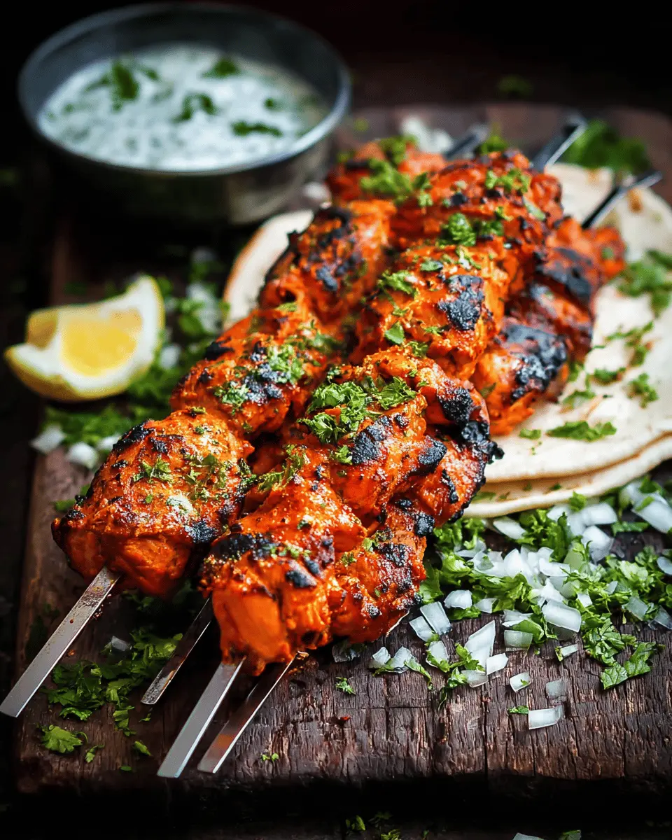 Tandoori-Spiced Chicken Tikka Skewers with Mint Yogurt Dip