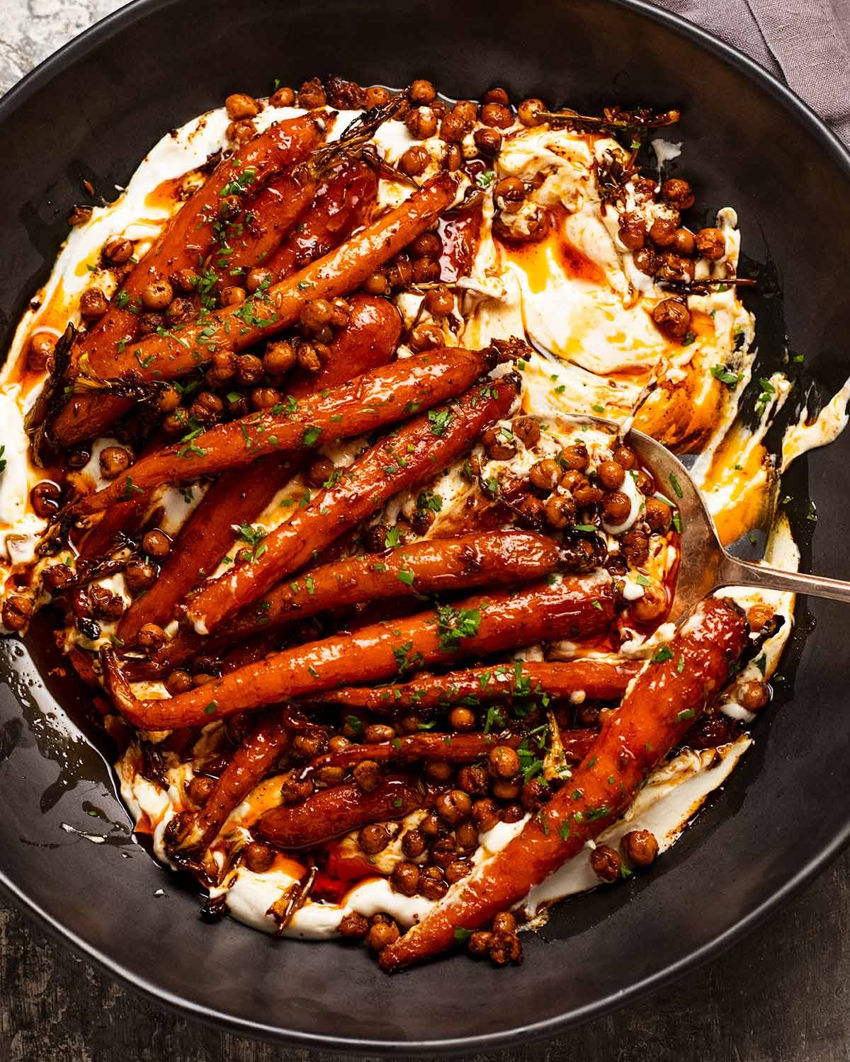 Honey-Spiced Chickpea and Carrot Sheet Pan Roast