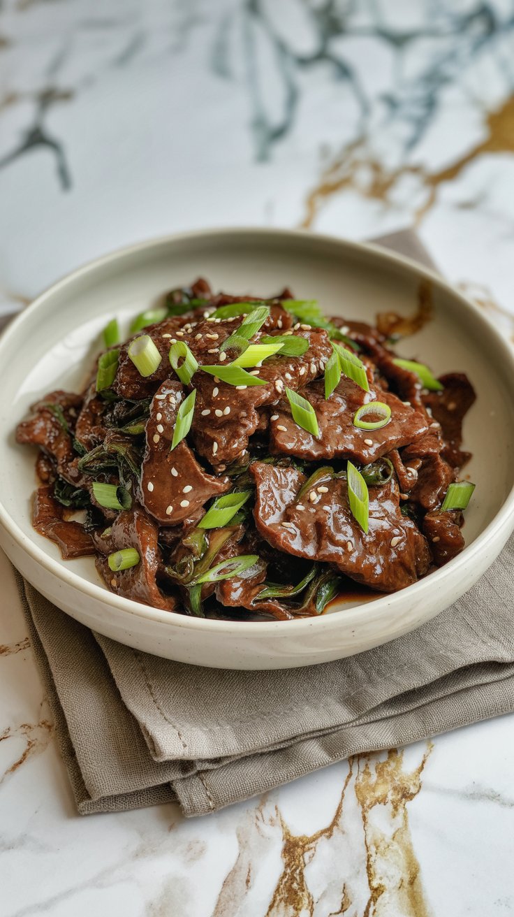 Keto Mongolian Beef Stir-Fry with Sesame and Scallions