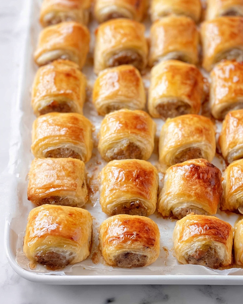 Oven-Baked Sausage Rolls with Puff Pastry and Herb Filling