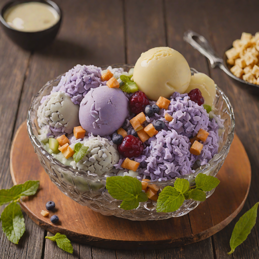 Halo-Halo Shaved Ice with Sweet Beans and Ube Ice Cream