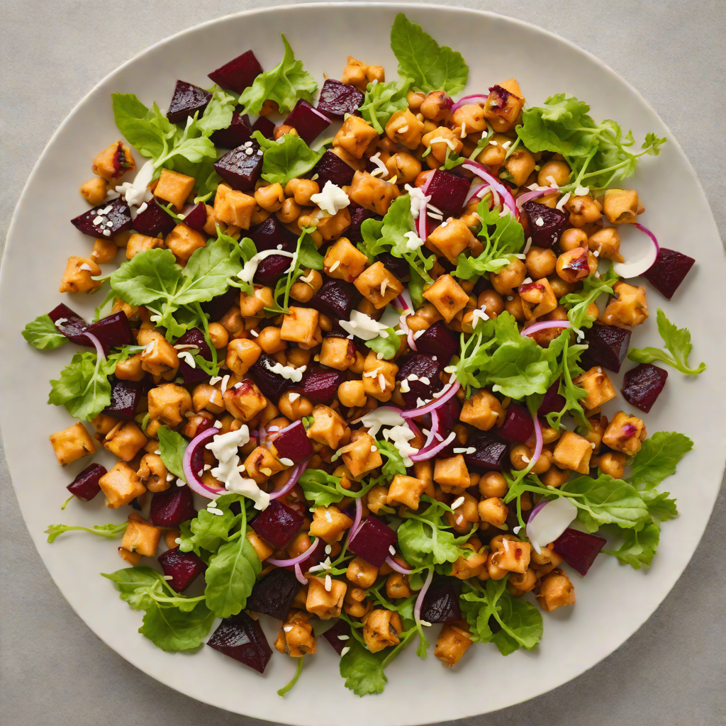 Roasted Chickpea and Beet Salad with Tahini Dressing