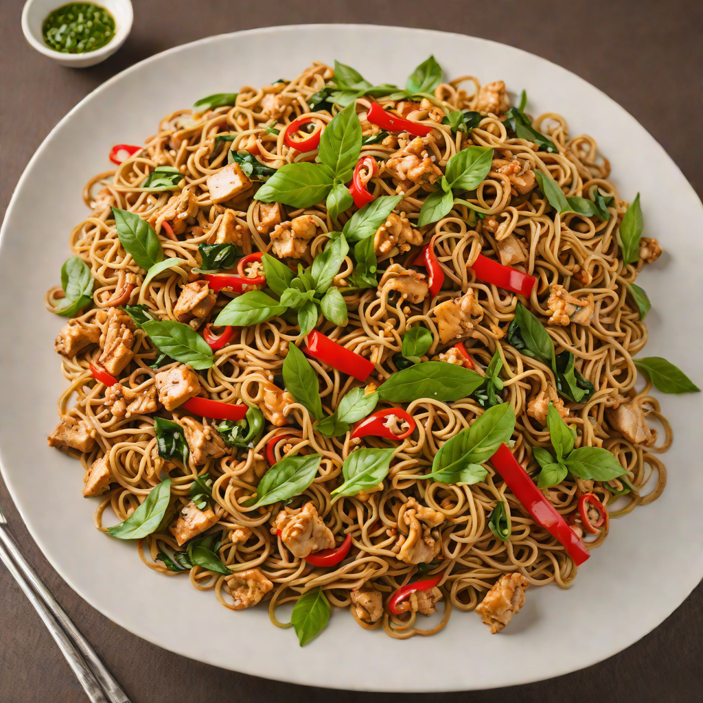 Stir-Fried Drunken Noodles with Chicken and Thai Basil