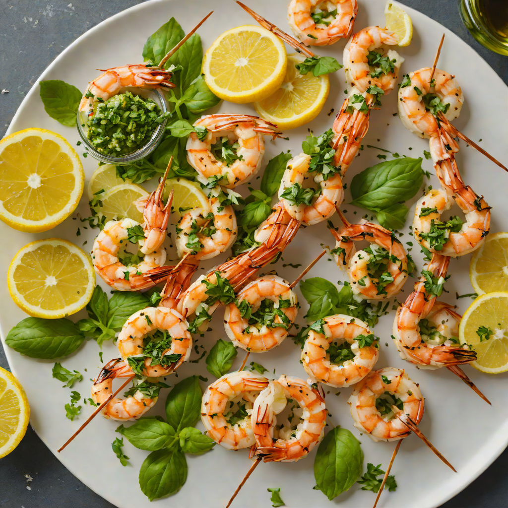 Grilled Lemon-Garlic Shrimp Skewers with Fresh Herb Chimichurri