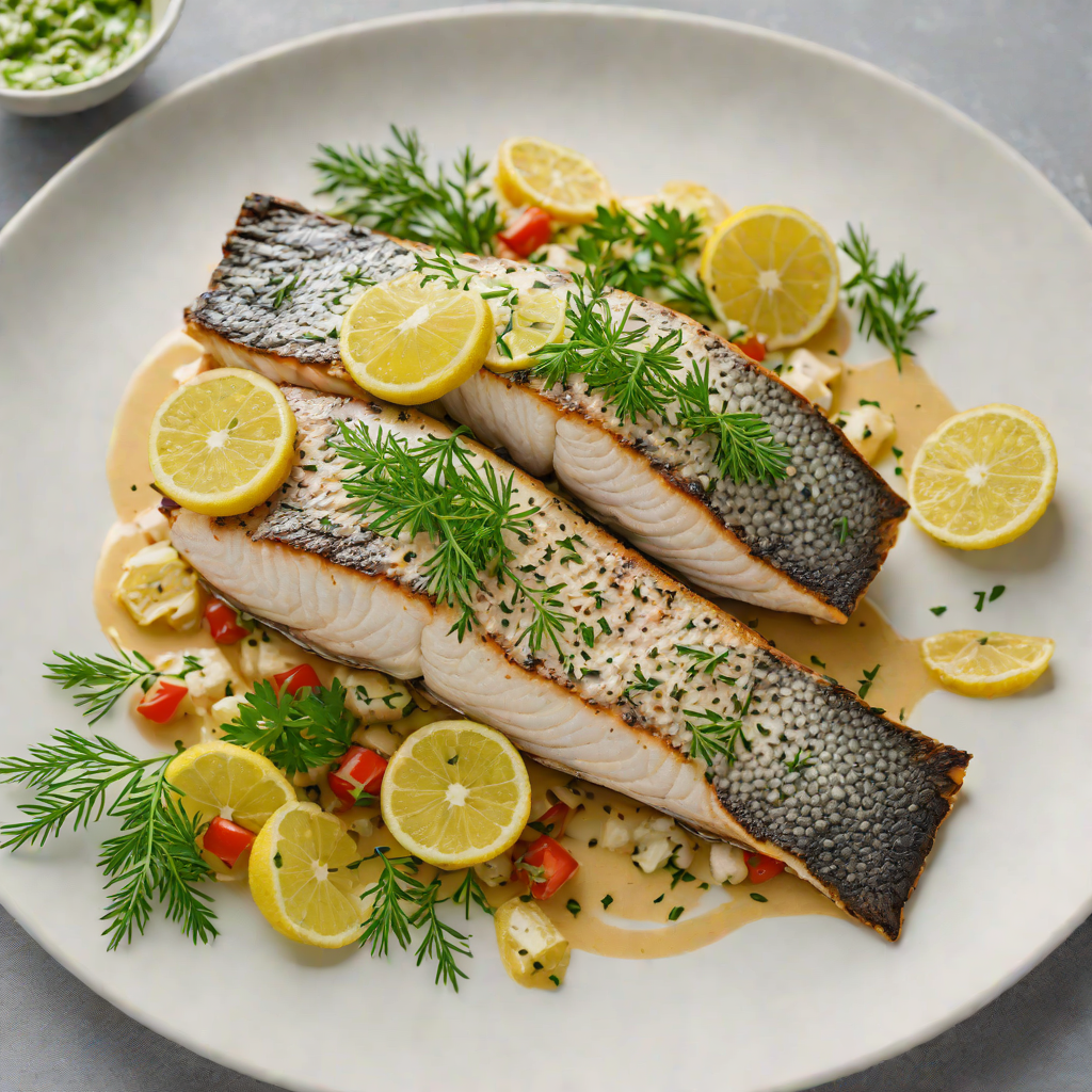 Slow-Roasted Barramundi with Finger Lime and Dill Sauce