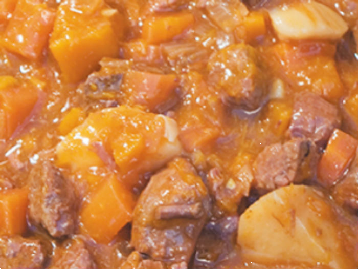 Slow-Cooked Kangaroo Stew with Bush Tomato and Sweet Potato