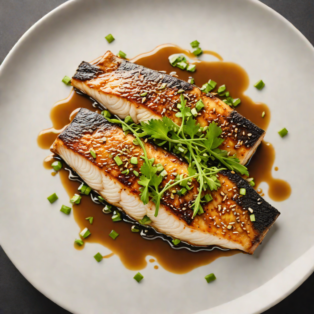 Pan-Seared Sea Bass with Ginger-Soy Glaze and Scallion Oil