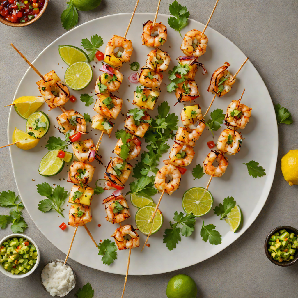 Grilled Mezcal-Lime Shrimp Skewers with Charred Pineapple Salsa