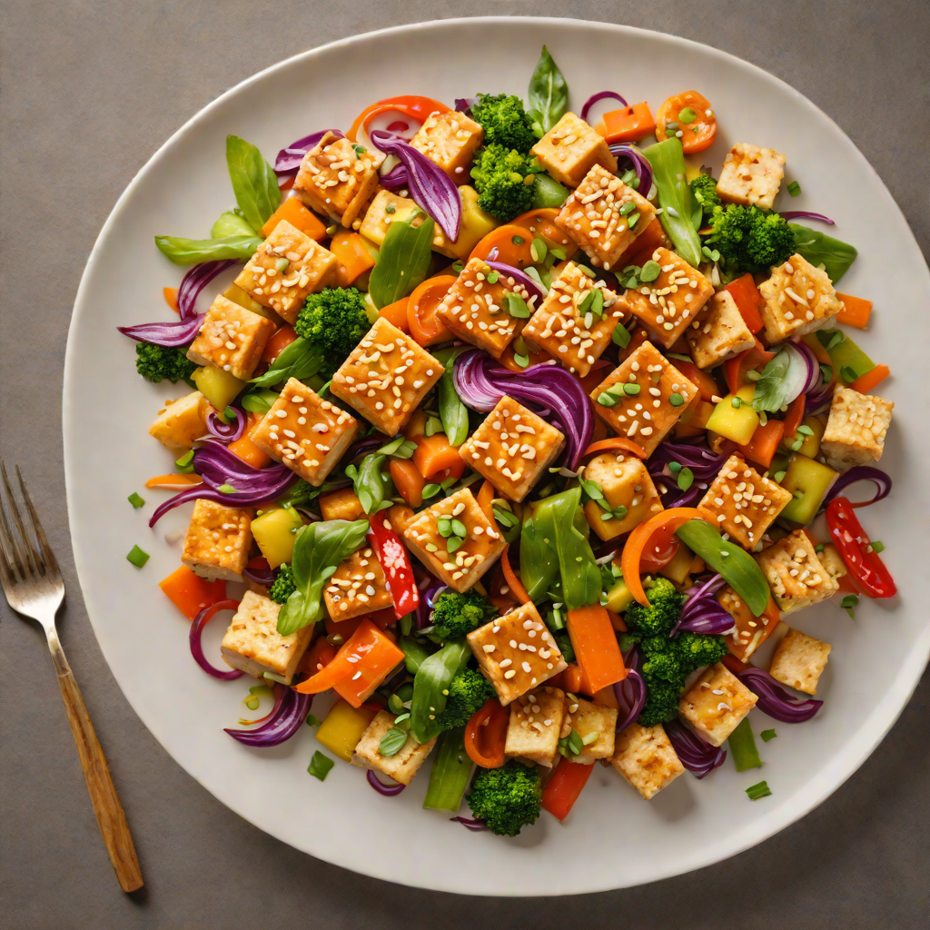 Stir-Fried Tofu with Rainbow Vegetables and Ginger Soy Sauce