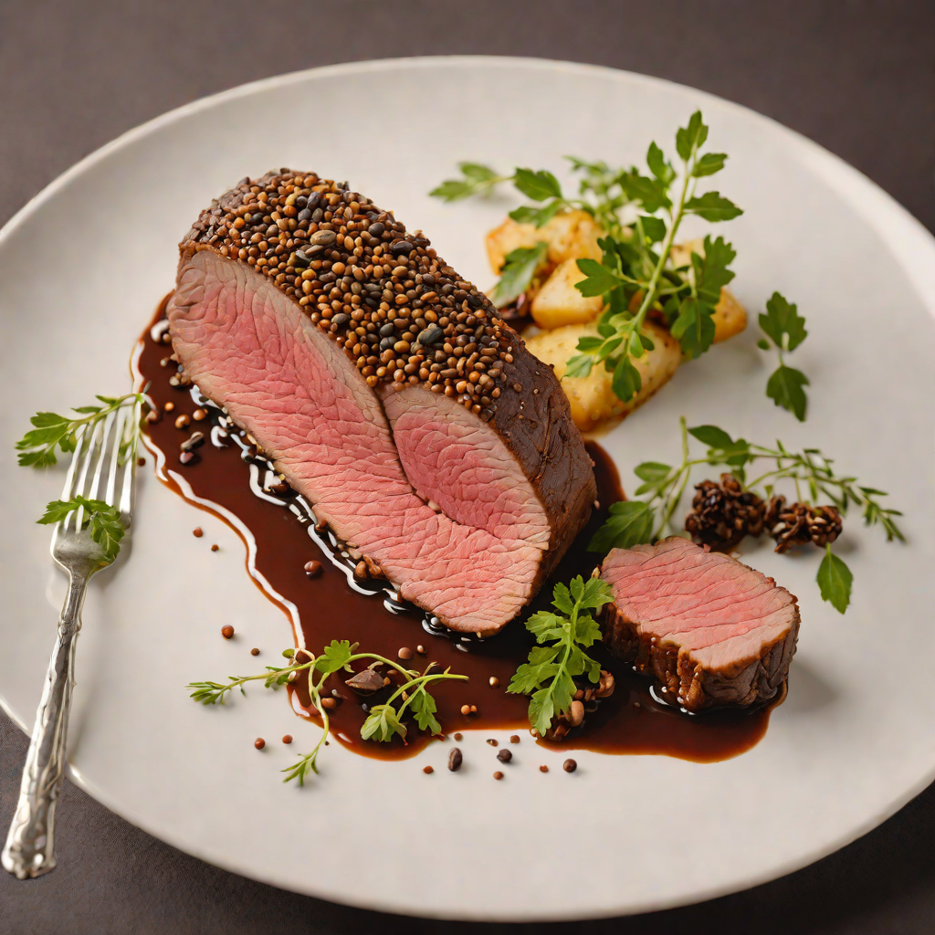 Slow-Roasted Kangaroo Rump with Wattleseed Peppercorn Crust