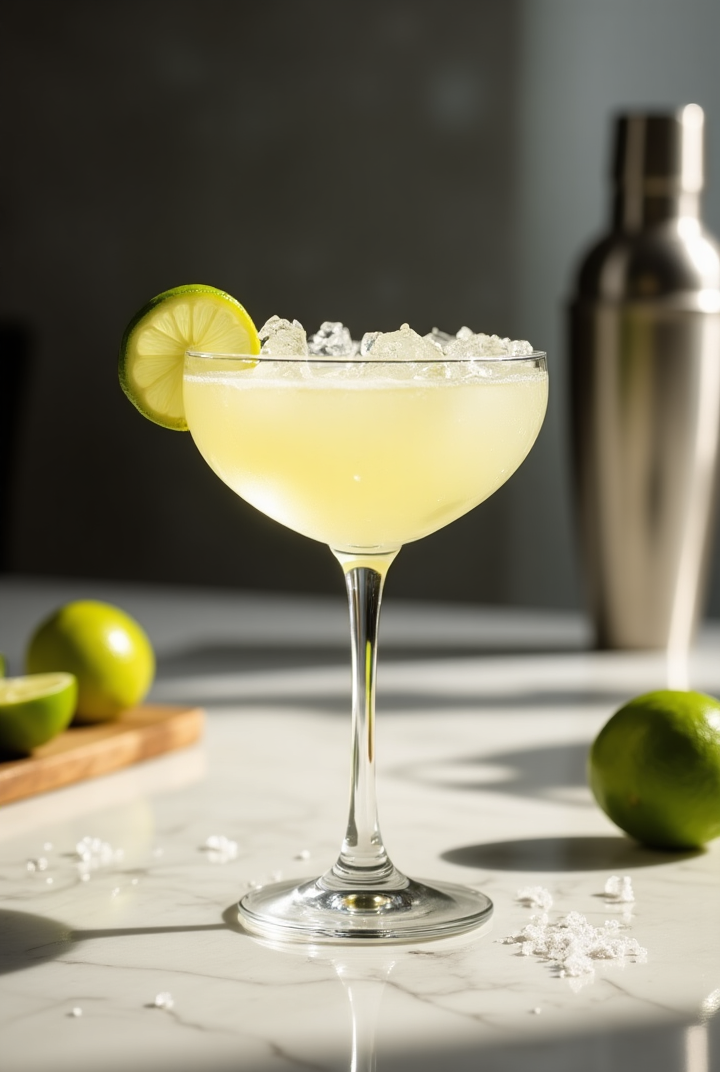 Blended Tropical Rum Daiquiri with Pineapple and Lime