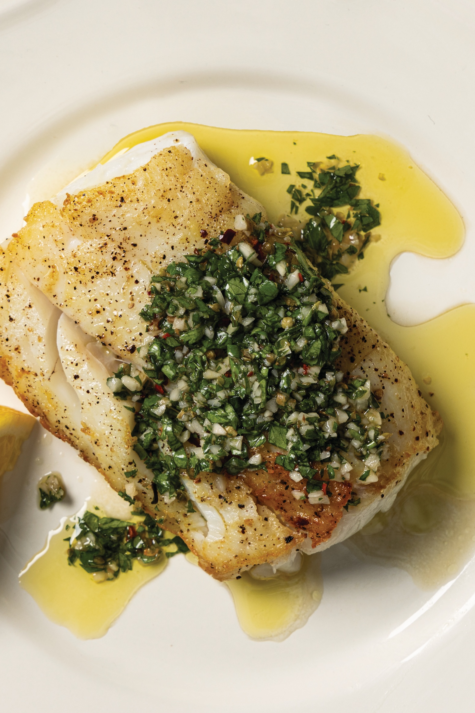 Pan-Seared Cod with Citrus-Herb Salsa Verde
