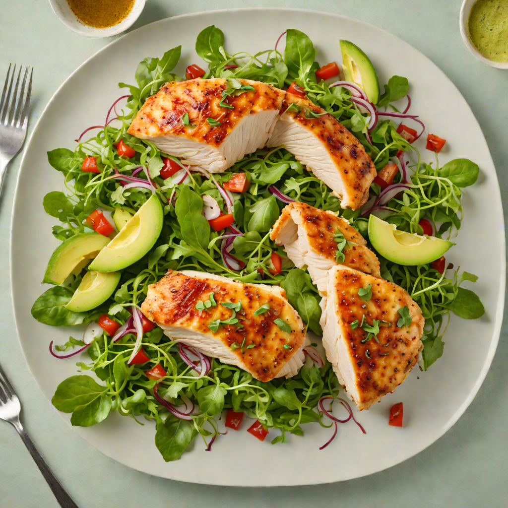 Pan-Seared Chicken with Tangy Arugula and Avocado Salad