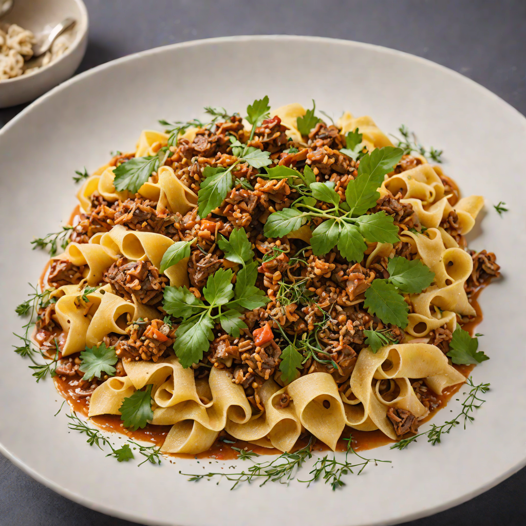 Slow-Cooked Emu Ragu with Native Herbs over Pappardelle