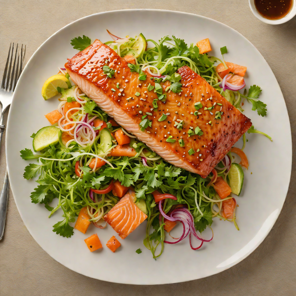 Pan-Seared Salmon with Miso Ginger Glaze and Scallion Salad