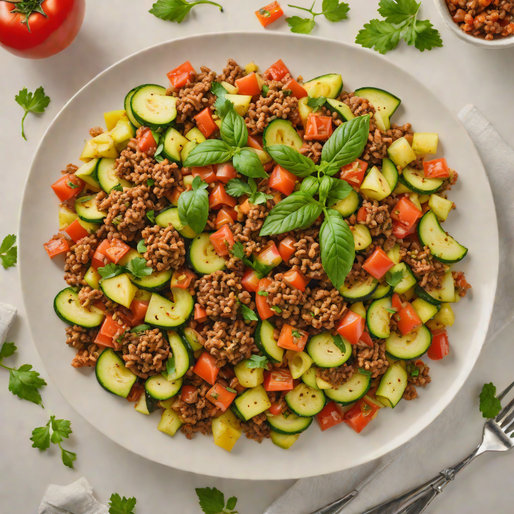 Sautéed Ground Beef with Zucchini and Tomato Ragout