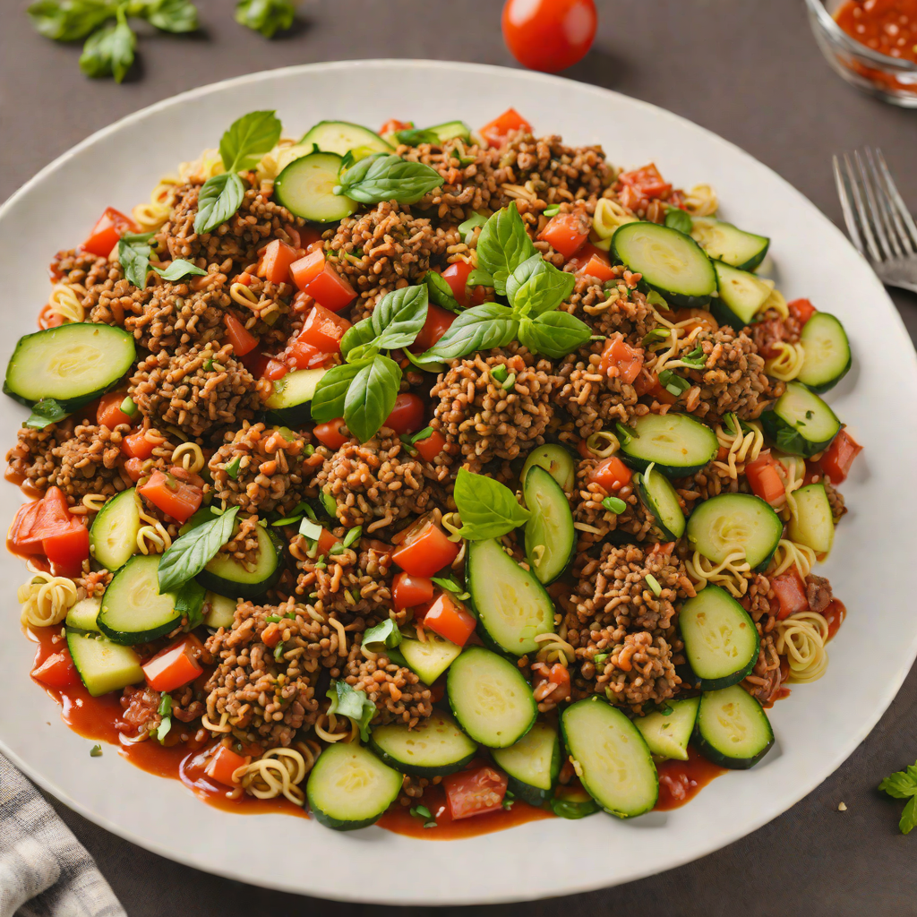 Sautéed Ground Beef with Zucchini and Tomato Basil Sauce