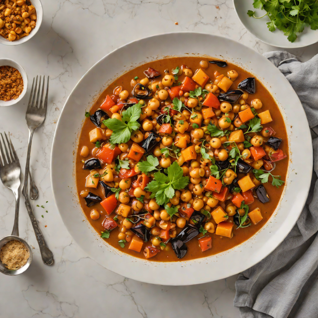 Harissa-Spiced Chickpea and Roasted Vegetable Stew