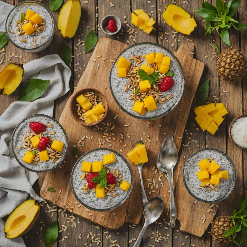 No-Bake Tropical Chia Seed Pudding with Mango and Coconut