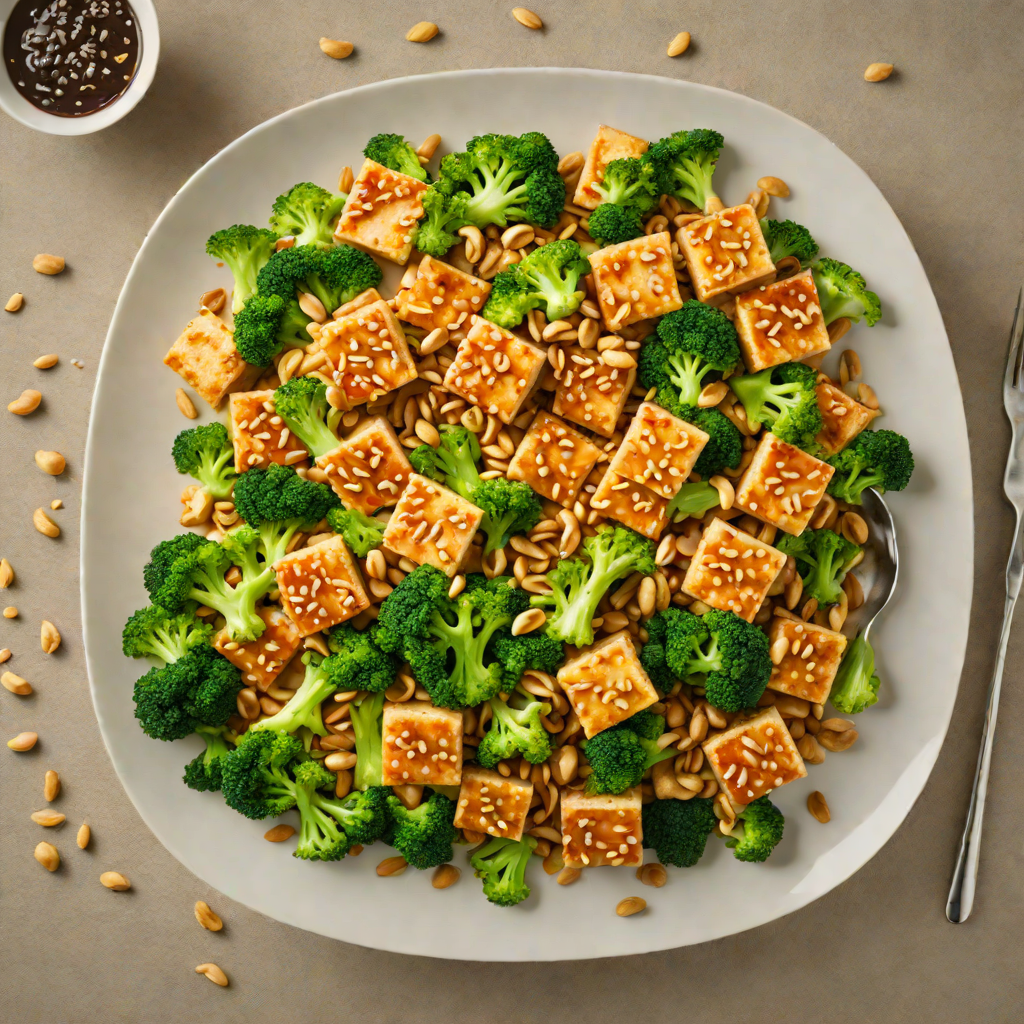 Garlic and Ginger Stir-Fried Tofu with Broccoli and Cashews