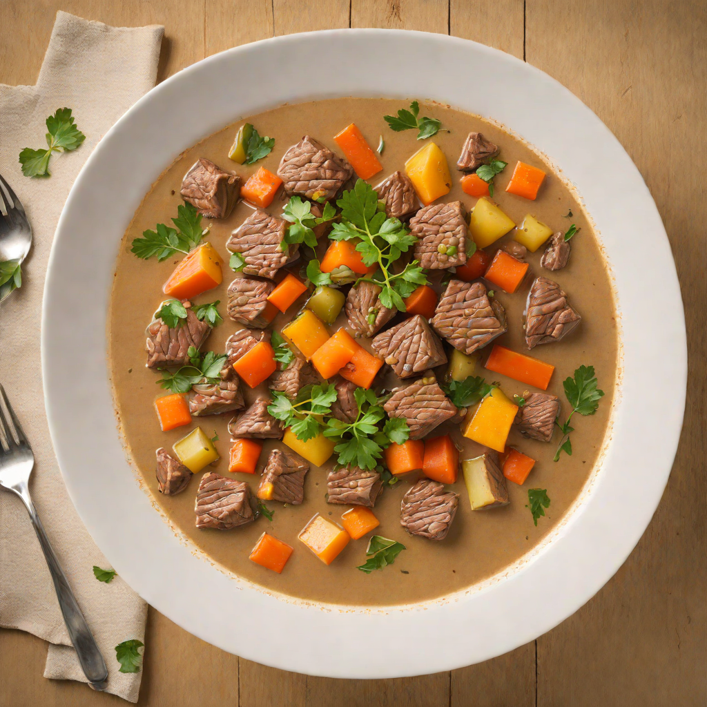Slow-Cooked Beef and Vegetable Stew with Coconut Broth