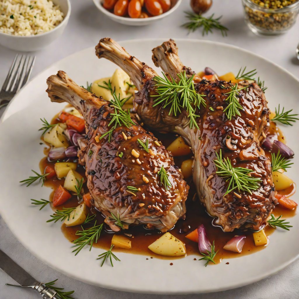 Slow-Roasted Mediterranean Lamb Shank with Garlic and Rosemary