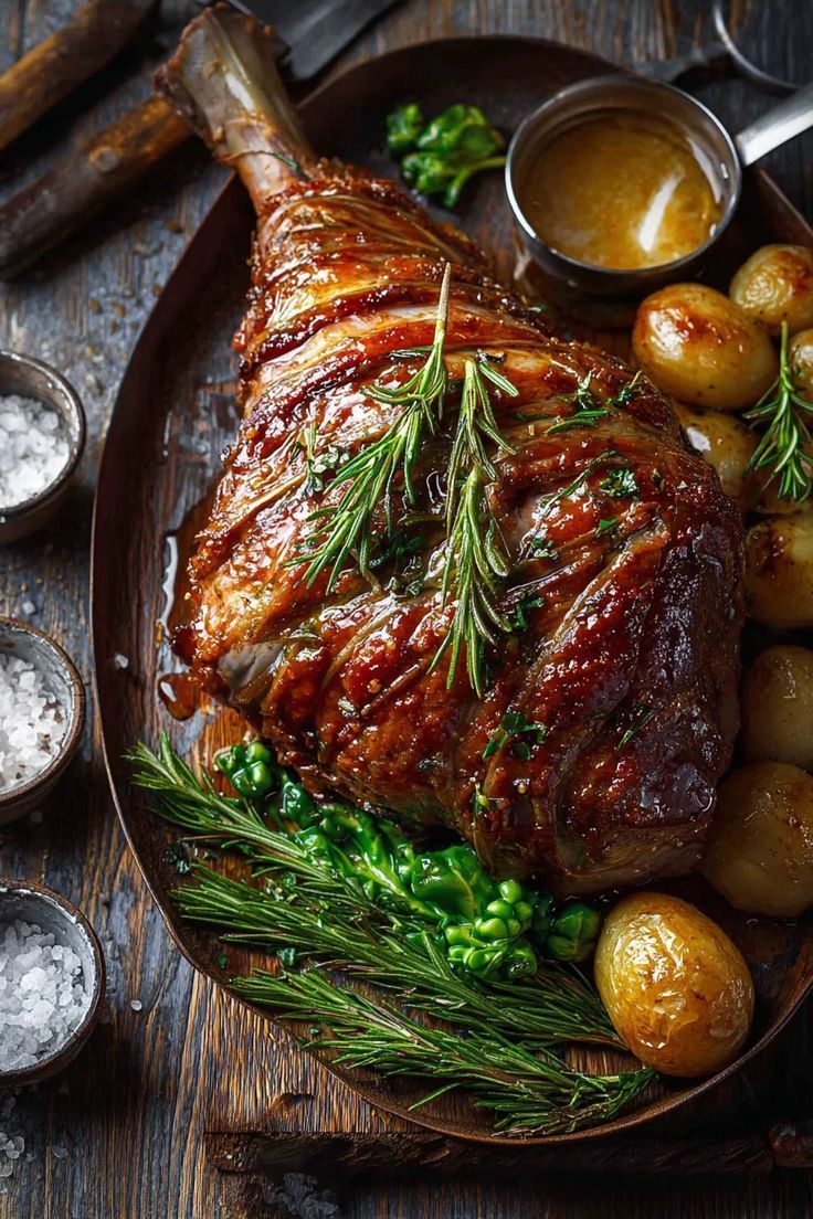 Slow-Roasted Lamb Shoulder with Peppermint and Rosemary