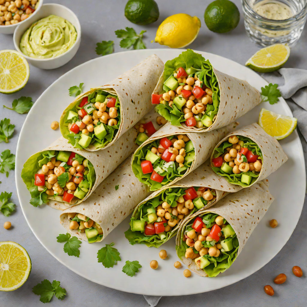 No-Cook Avocado Chickpea Salad Wraps with Lemon-Tahini Dressing