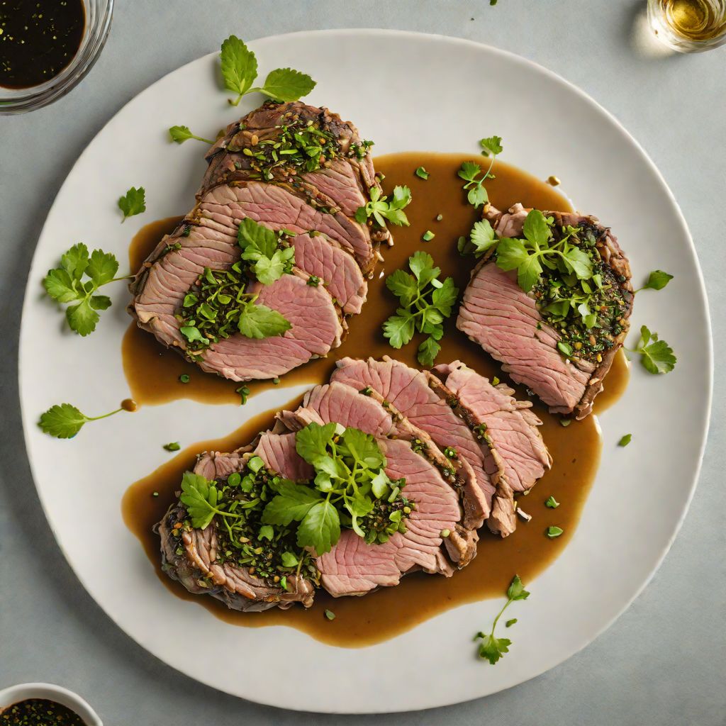 Slow-Roasted Lamb Shoulder with Wattleseed and Mint Chimichurri