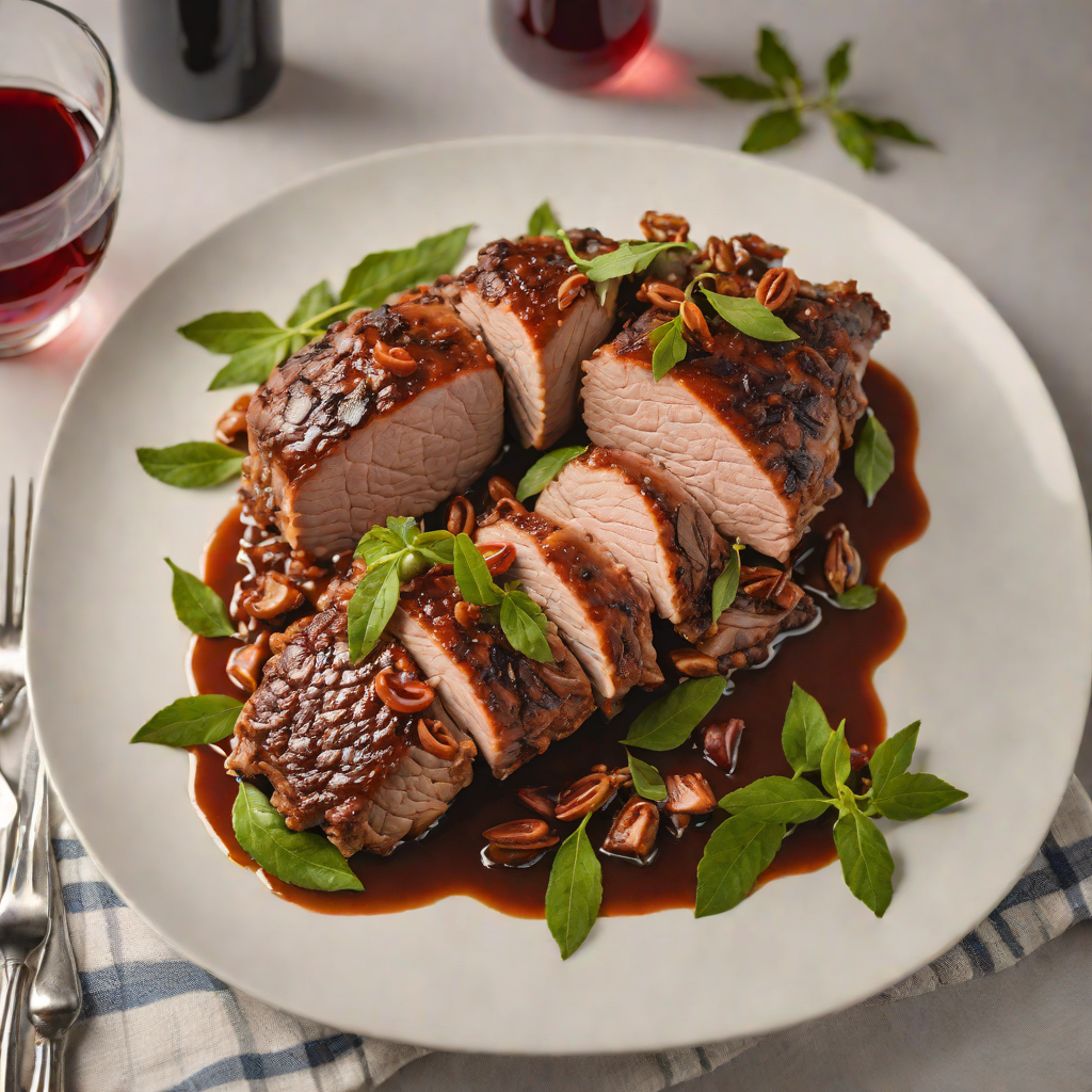 Slow-Cooked Pork Shoulder with Spanish Red Wine and Bay Leaves