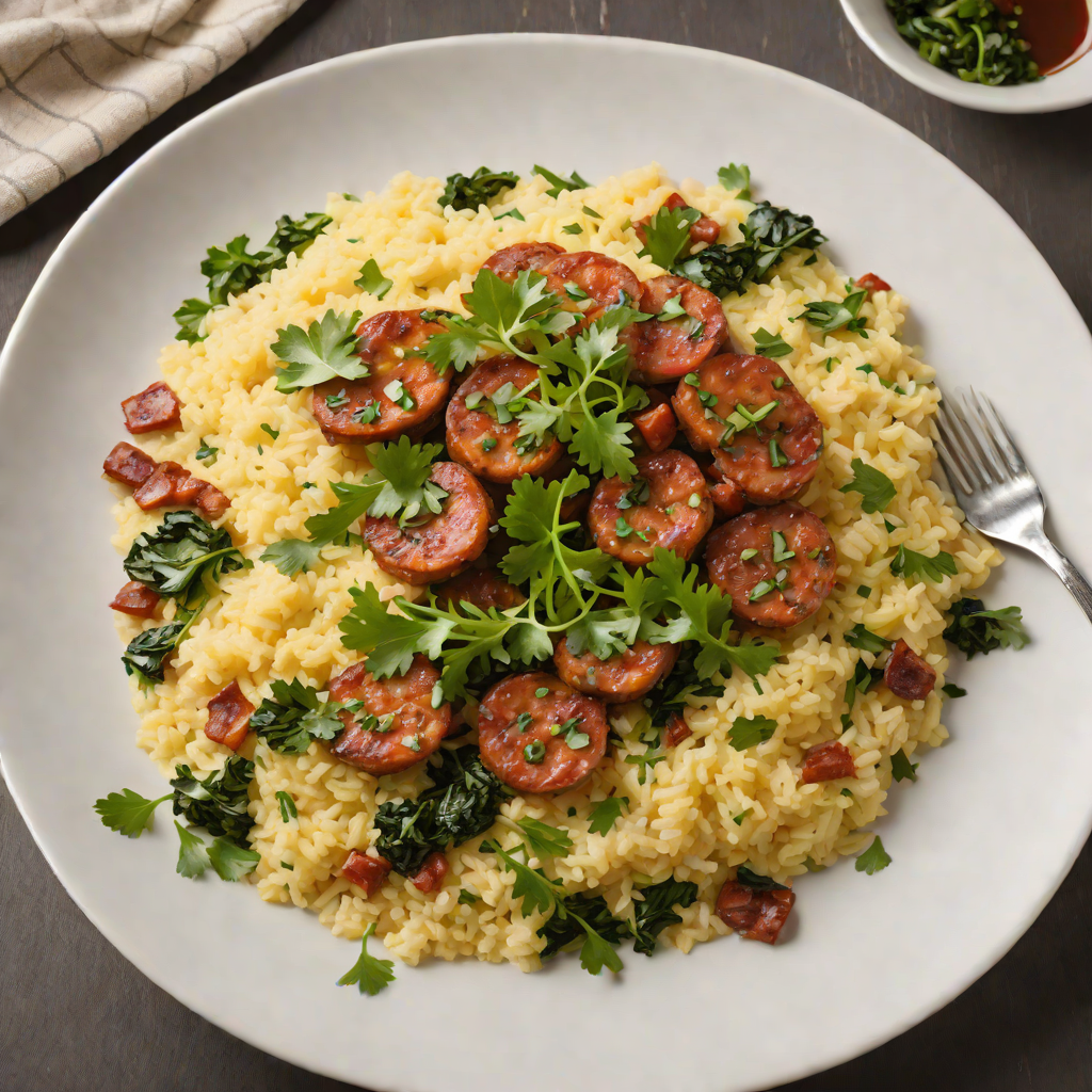 Skillet Grits with Smoked Andouille and Greens